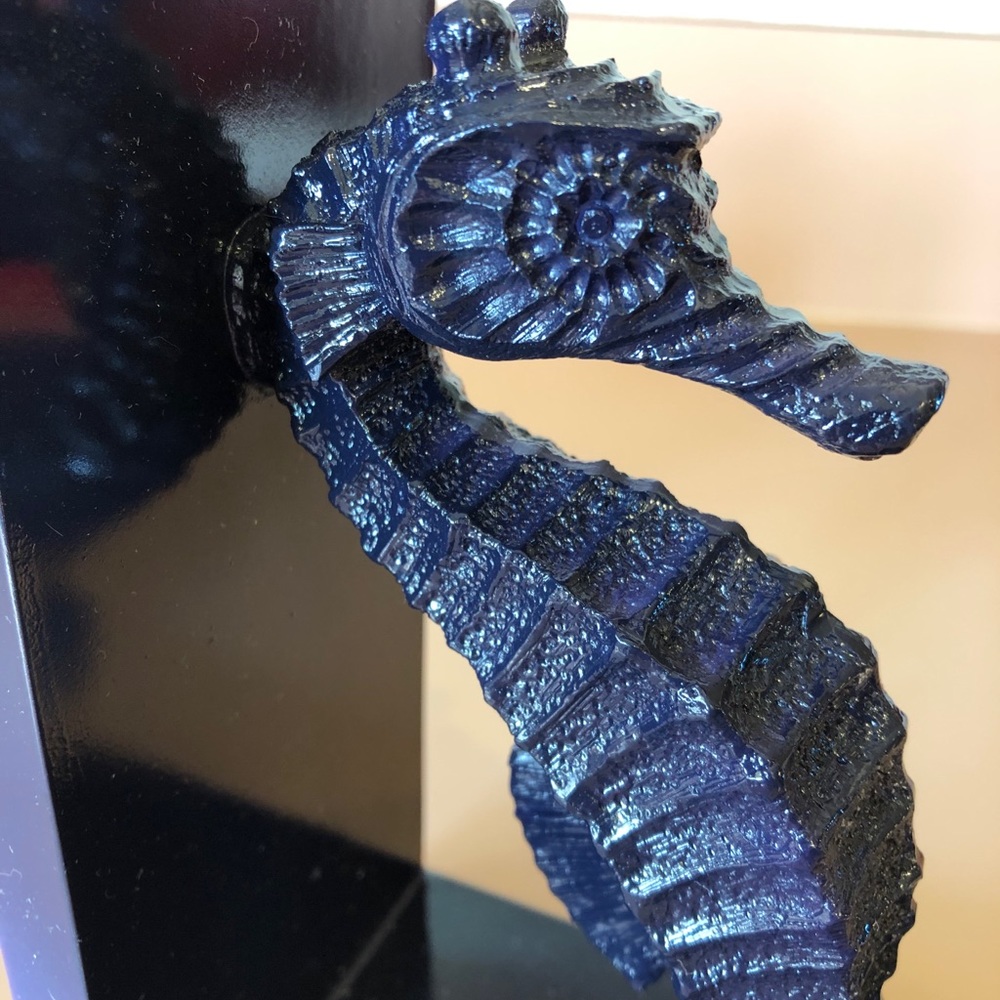 Seahorse Bookends, Navy Blue NWT